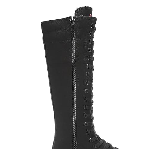 Momuk Women's Fashion Lace Up Knee High Canvas Zip Boots Girls Fancy School Shoes thumbnail 7