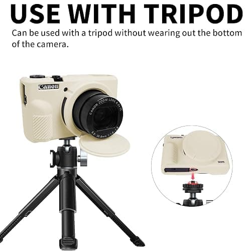 G7X Mark III Case, Protective Case for Canon Powershot G7X Mark III Digital Camera, Removable Lens Cover Silicone Sleeve Soft Camera Cover Rubber Protective Body Skin- Beige thumbnail 6