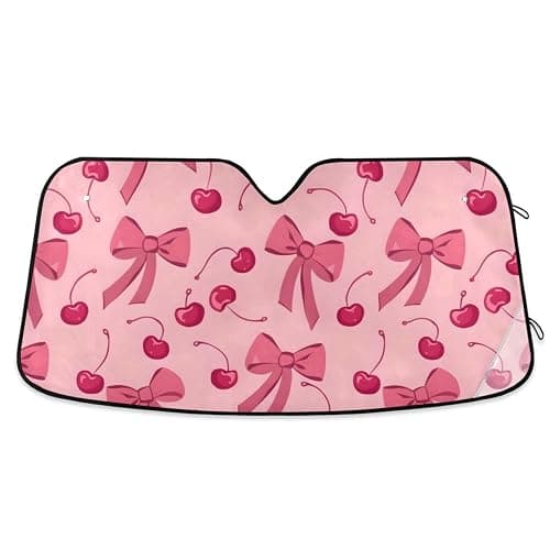 Bow Cherry Pink Windshield Sun Shade Blocks UV Rays Sun Visor Protector Sunshade Accordion Folding Sun Reflector Auto for Car Truck SUV to Keep Your Vehicle Cool thumbnail 9
