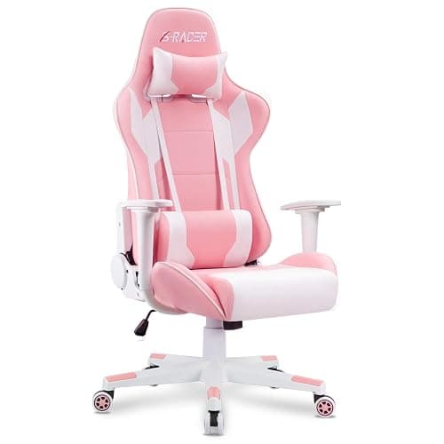 Homall Gaming Chair, Office Chair High Back Computer Chair Leather Desk Chair Racing Executive Ergonomic Adjustable Swivel Task Chair with Headrest and Lumbar Support(Pink) - Image 1
