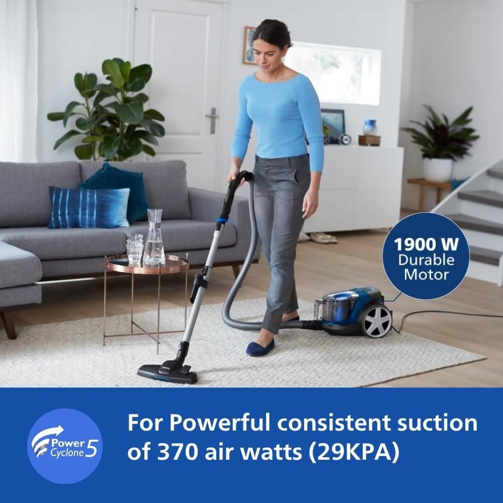 Philips PowerPro FC9352/01-Compact Bagless Vacuum Cleaner for home, 1900Watts for powerful suction, Compact and Lightweight, with PowerCyclone 5 Technology and MultiClean Nozzle, Cloth filter thumbnail 3