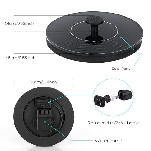 Mademax Solar Bird Bath Fountains, Upgrade 1.4W Solar Fountain Pump with 8 Nozzles & 4 Brackets, Free Standing Floating Solar Powered Water Fountain Pump for Bird Bath, Garden, Pond, Pool, Outdoor thumbnail 6
