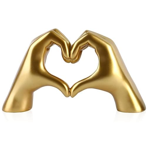 MHOOW Taylor Heart Hands Sculpture Decor for Bedroom Living Room Table Merch, Aesthetic Modern Love Finger Heart Hands Statues, Boho Wedding Home Decor Accessories, Gifts for Women Anniversary (Gold) - Image 1