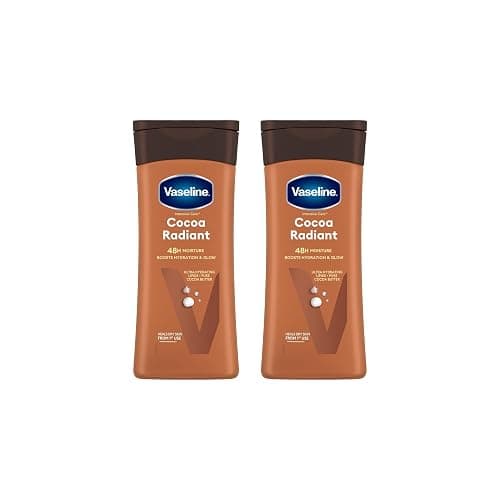 Vaseline Intensive Care Cocoa Radiant - Lotion pour le corps - Soin quotidien hydratant, idéal pour les peaux sèches - Formule riche en lipides ultra-hydratants et en beurre de cacao pur - 2 x 200 mL - Image 1