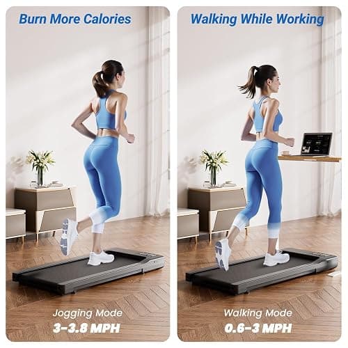 DeerRun Raceable Walking Pad Portable, Under Desk Treadmill with 9% Incline, 3HP Treadmills for Home 300LBS, Adjustable Speed 3.8MPH, LED Screen Display, Remote & APP Control, No Assembly thumbnail 5