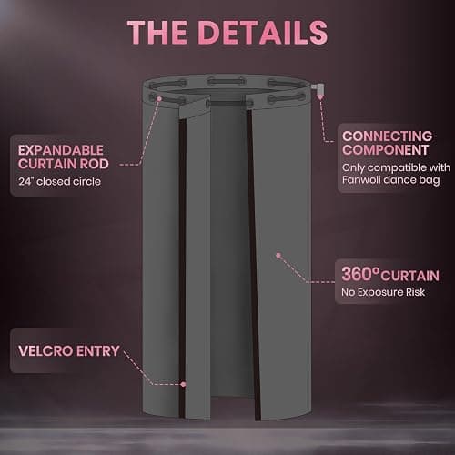 Fanwoli 23" Dance Bag with Rack, Dressing Room, Rolling Competition Duffel | Shine-Bright Collection, 360 Privacy Curtain, TPU-Coated Glitter Fabric, Dual Support System, 10-Costume Capacity thumbnail 9