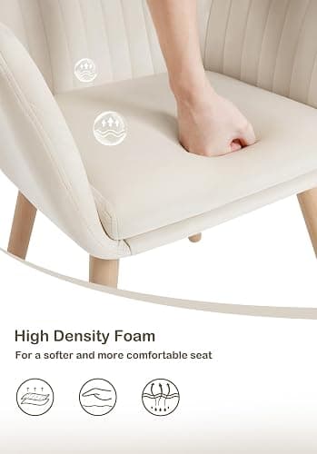 WOLTU Dining Chair, Upholstered Armchair Bedroom Chair, Cream White | Solid Wood Legs, Armrests, Backrest, Padded Seat for Lounge Living Room Reception Bedroom, Velvet thumbnail 6