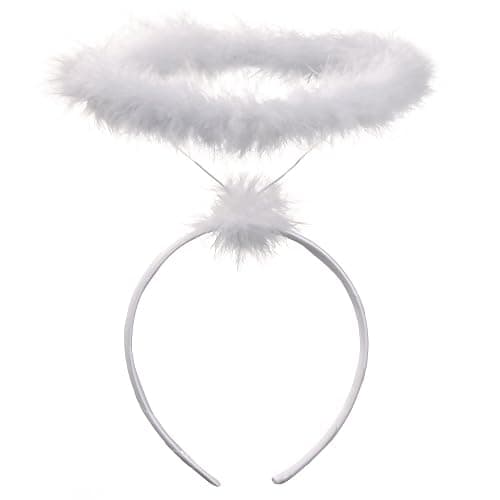 Funcredible White Angel Halo Headband – Feathered Halo Costume Accessory for Adults - Image 1