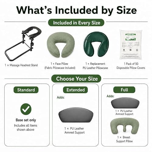 Massage Headrest for Bed, Head Holder & Face Cradle with Face Down Pillow | Extra Pillow Cover & 50 Disposable Cradle Covers, Armrest Kit with Massage Pillow, Portable Massage Table for 6-17" Mattress thumbnail 6