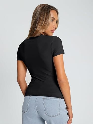 Trendy Queen Womens Basic T Shirts Summer Tops 2026 Crop Short Sleeve Slim Fit Tee Cute Gym Workout Clothes thumbnail 5