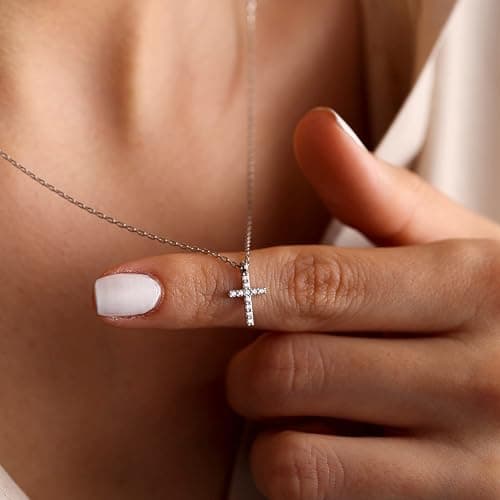 DEARM sliver Plated Cross Necklaces for Women, Dainty Gold Plated Cross Choker Necklace for Women Simple Small Pendant Neckalce Jewelry Gift thumbnail 5