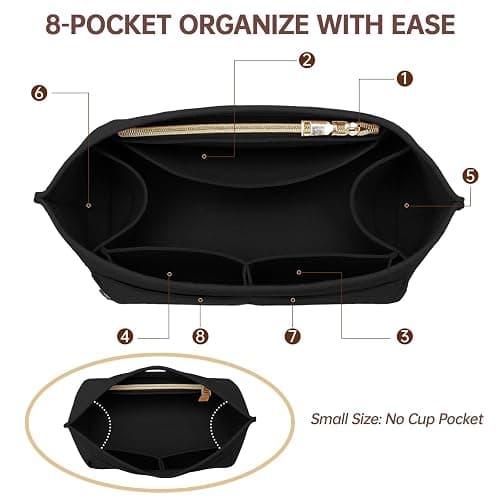 OPPOSHE Purse Organizer Insert for Longchamp Le Pliage, Premium Felt Long Champ Bag Handbag Women, Tote Organizer Insert with 9 Compartments (Large, Black) thumbnail 4