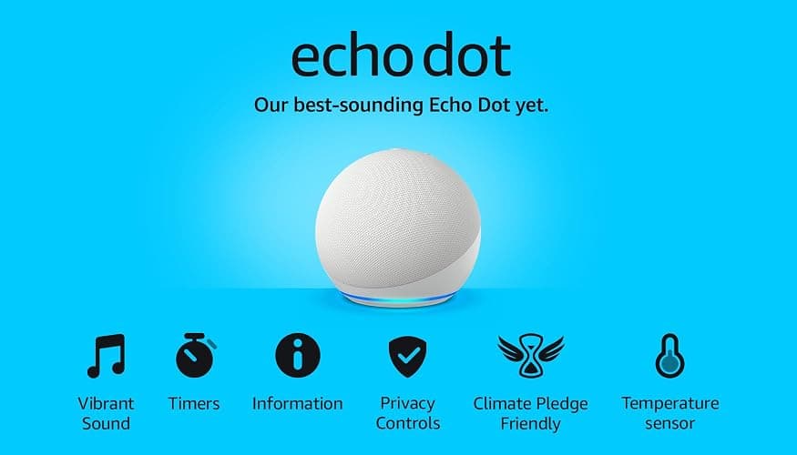 Echo Dot (Newest gen) | Big vibrant sound Wi-Fi and Bluetooth smart speaker with Alexa | Glacier White thumbnail 9