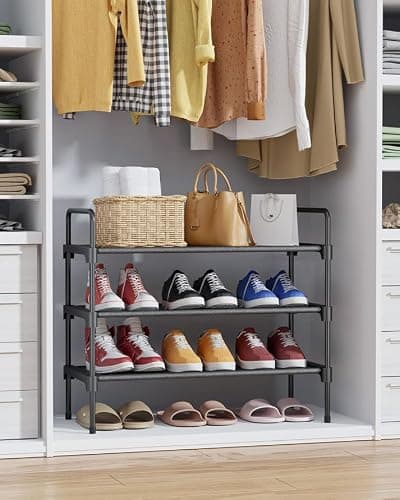 Kitsure Shoe Rack for Closet, Sturdy Shoe Storage for Entryway, Space-Saving Shoe Rack Small and Shoe Shelf, 27.6" Wide, Black thumbnail 3