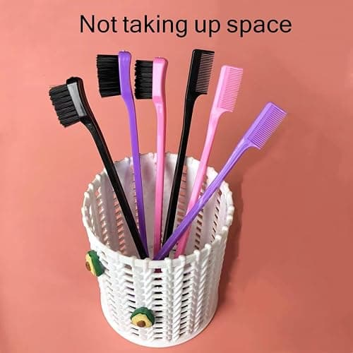 6Pack Double Sided Edge Control Hair Brush Professional Edge Control Hair Brush Comb Set, Dual-Sided Bristle Design, Pink Purple Black thumbnail 7