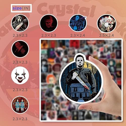 200 PCS Horror Stickers, Horror Movies Stickers, Waterproof Vinyl Scary Movie Spooky Party Decorations Halloween Gifts Sticker for Laptop Water Bottle Bumper Helmet Journal Phone thumbnail 5