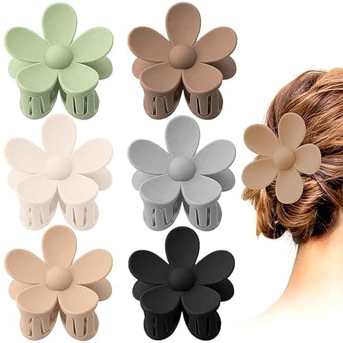 ZSPERKLA 6pcs Flower Hair Clips, Acrylic Hair Clips, Large Claw Hair Clips, Non-slip, Matte, Jaw Clips Hair Styling Accessories for Women Girls - Image 1