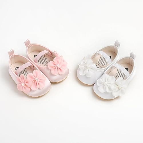 QWZban Baby Shoes Mary Jane Flats Non Slip Soft Sole Infant Toddler Sneakers First Walkers Party Christmas Dress Shoes thumbnail 5