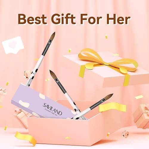 Saviland 3pcs Acrylic Nail Brush Set, Size 8/10/14 Kolinsky Acrylic Nail Brushes for Acrylics Application, Acrylics Powder Nails Art Extension with Black & White Handle for Beginner & Professional thumbnail 8