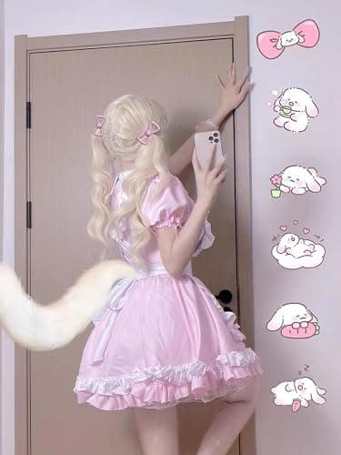 Ulalaza Gothic süße Mädchen Prinzessin Puppenkragen Spitze Schürze Retro Rüschentaschen mit Kopfschmuck Französisch Maid Kostüm thumbnail 6