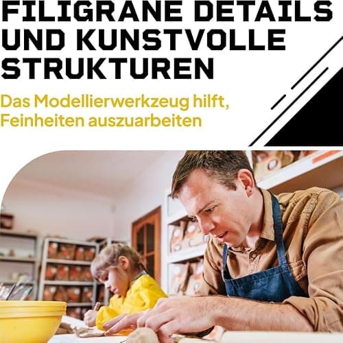 DIBYS Töpfer-Set für Zuhause | Starter mit Modellier-Werkzeug, Ton Lufttrocknend in Weiß, Farben & Pinsel | DIY zum Töpfern für Kinder & Erwachsene | Kreativ | Geschenk-Ideen thumbnail 4