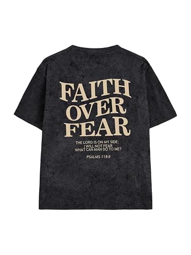RoseSeek Boy's Letter Print Graphic Tees Short Sleeve Vintage T Shirt Round Neck Summer Tops Streetwear - Image 1