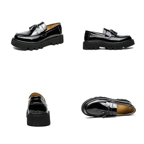 didopery Men's Patent Leather Slip-On Tassel Dress Platform Loafers Casual Non-Slip Penny Formal Shoes Business Party Wedding Prom Moccasins Boat Shoes thumbnail 5