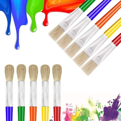 10Pcs Paint Brushes for Kids, Anezus Kids Paint Brushes Toddler Large Chubby Brushes Round and Flat Preschool Painting Brushes for Washable Paint Acrylic Paint thumbnail 6