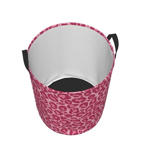 Gbuzozie Pink Leopard Texture Round Laundry Hamper Storage Basket Toys Clothes Organizer Bin For Home Bathroom Bedroom Dorm Nursery, 62l thumbnail 4