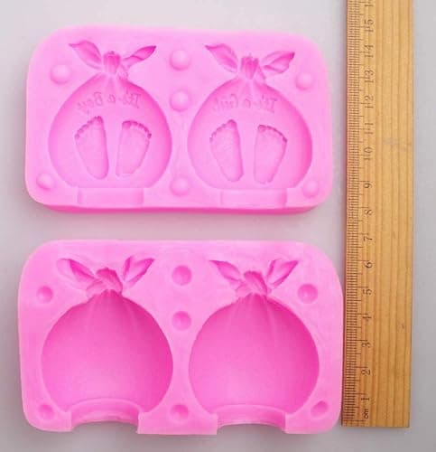 Baby Shower Silicone Candle Mold,3D Baby Foot Silicone Soap Mold Fondant Cake Decorating Candy Chocolate Mould (Boy&Girl) thumbnail 6