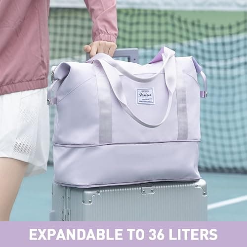 Travel Duffel Bag, Sports Tote Gym Bag, Shoulder Weekender Overnight Bag for Women - A2-purple-expandable - X-large thumbnail 2