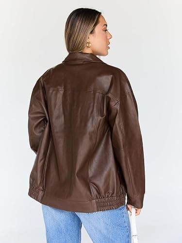 Trendy Queen Womens Leather Jackets Oversized Faux Motorcycle Plus Size Moto Biker Coat Fall Outfits Fashion Clothes 2025 thumbnail 4
