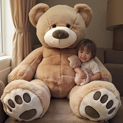Anico 59" Tall (5 Foot) Giant Plush Bear, Stuffed Animal, Beige Teddy Bear with Smiling Face. Premium Stuffed Toy Teddy Bear, Perfect for Girlfriend, Kids, Valentine's Day, Christmas! thumbnail 2