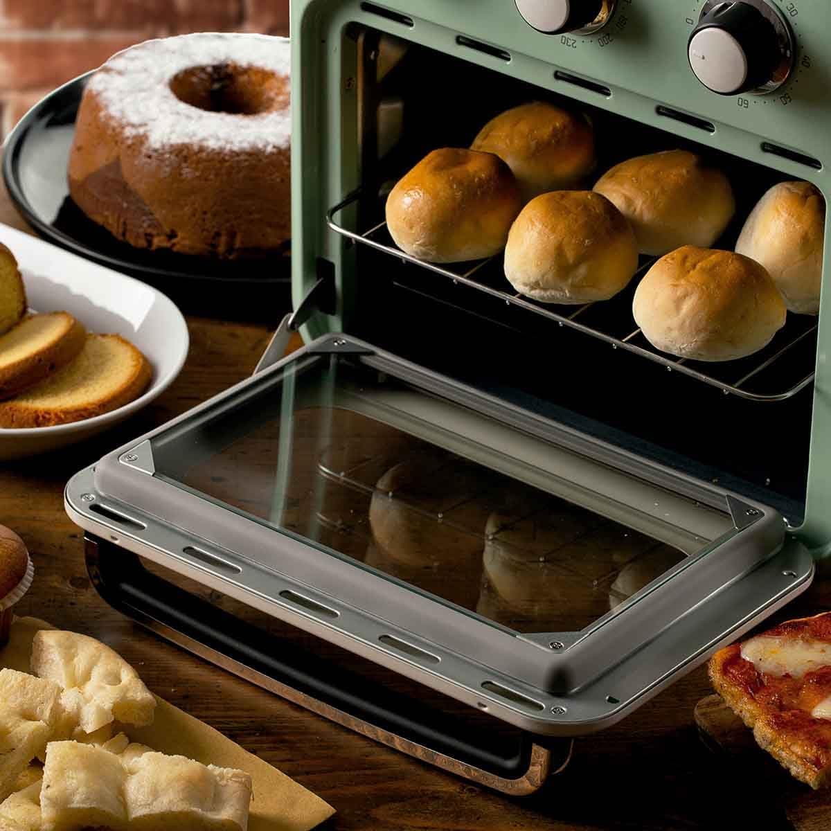 Ariete 4632, Fritadeira 2 em 1, Air Fryer e Forno Elétrico Vintage Verde, Capacidade de 16 Litros, 1400 Wats, Porta Transparente - 127V thumbnail 5