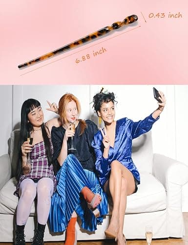 Acetate Tortoise Shell Hair Sticks - Leopard Print Hair Pins, 12 Pieces for Long Hair - Chinese Hair Styling Accessories for Women & Girls thumbnail 2
