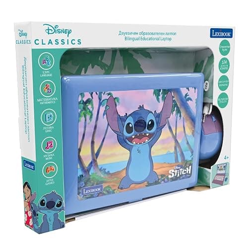LEXIBOOK, Disney Stitch, Bilingual Bulgarian/English educational computer, Toy for children with 124 language, writing, maths, logic, music activities and games, Blue, JC598Di20 thumbnail 6