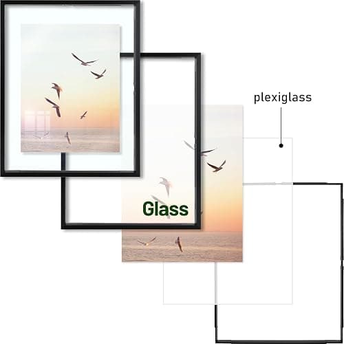 Frametory, Floating Picture Frame 11x14 - Black Aluminum Metal Photo Frame - Real Glass of Front - for Wall Mount Displays thumbnail 5