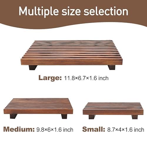 Renawe Small Kitchen Sink Soap Tray for Counter Soap Dish Dispenser Holder Wooden Risers Stand for Bathroom Decor Farmhouse Wood Pedestal Kitchen Accessories Countertop Vanity Counter Decorative Tray thumbnail 6