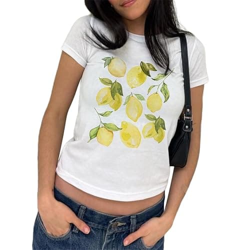 Women Y2k Graphic Tee Short Sleeve Crew Neck Baby Tee Shirt Summer Casual Crop Top Vintage Aesthetic Going Out Top - Image 1