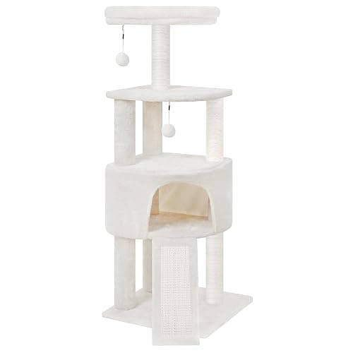 HUITREE 45in Cat Tree Tower with Big Condo for Indoor Kitten,Cat Tower with Scratching Post,Scratching Board and Cat Toys,Multi-Level,Small Space,Transformer Cat Tree, Beige(New) thumbnail 8