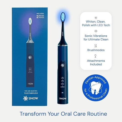 SNOW LED Whitening Electric Toothbrush | Dentist-Designed Electric Toothbrush for Adults | Sonic Technology, LED Light, Modes, Timer, Rechargeable Plaque Removal & Teeth Whitening Polar Blue Gen2 thumbnail 4