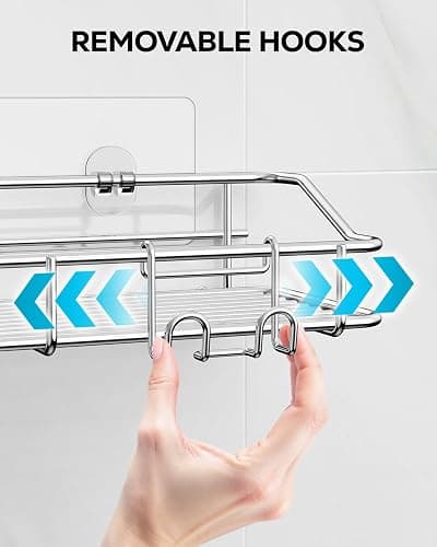 Nieifi Shower Caddy Shelf Storage Rack Adhesive Without Drilling Stainless Steel with Hooks for Washroom, Lavatory, Restroom, Toilet, Bathroom, Kitchen - 2 Pack thumbnail 5