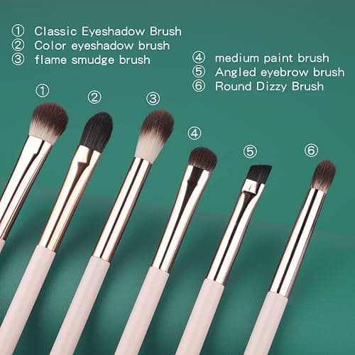 Eye Makeup Brush Set, 6 Pcs Professional Blending Eyeshadow Makeup Brushes for Concealer Eyebrows Eyeliner, Soft Hairs & Wood Handle thumbnail 4