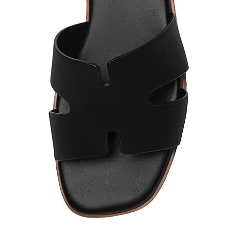 Rihero Women's Dressy Flat Sandals Comfortable Slip On Leather Slide Sandals thumbnail 7