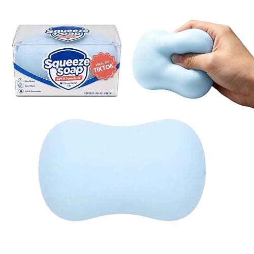 Crunchy Soap Squishy, 2026 New Bead Filled Realistic Soap-Shaped Squeeze Stress Ball ASMR Squishies, Blue - Image 1