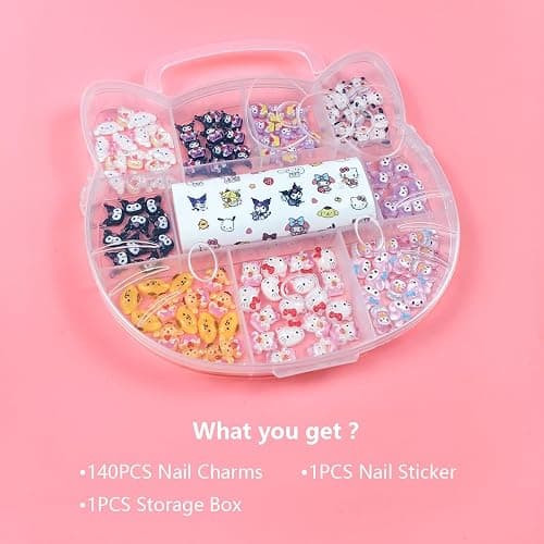 141 PCS Cute Nail Charms Nail Art Stickers Y2K Kawaii Nail Charms Slime Charms 3D Nail Art Charms Flatback Resin Charms thumbnail 3