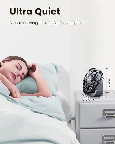 Gaiatop USB Desk Fan, 3 Speeds Strong Airflow, 5.5 Inch Portable 90° Rotate Quiet Cooling, Small Personal Table Fans for Bedroom Home Office Travel Black thumbnail 4