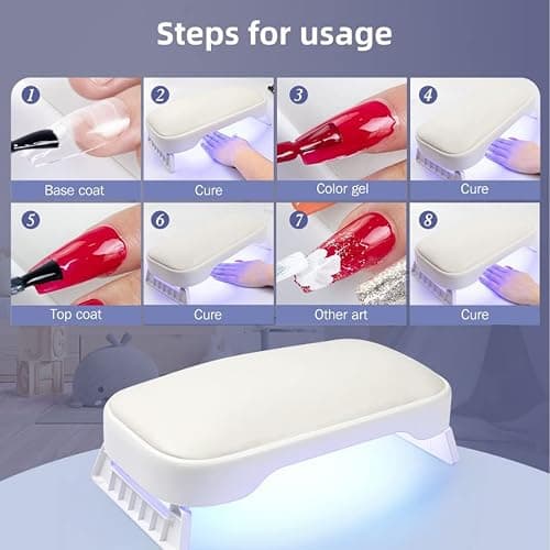 2 In 1 UV LED Nail Lamp with Arm Rest Pillow,48W Manicure Hand Rest Pillow Nail Dryer for Curing Gel Polish and Hand Rest thumbnail 8