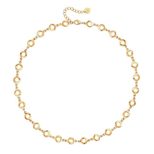 Aobei Pearl 18K Gold Plated Paperclip Chain Choker Satellite Chain Freshwater Cultured Biwa Pearl Pendant Necklace Dainty Jewelry for Women - Image 1