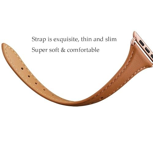 WFEAGL Compatible with Leather Apple Watch Band 41mm 40mm 38mm 42mm(series 11 10) Women, Top Grain Leather Strap Slim & Thin Replacement Wristband for iWatch Bands SE 3 2 1, Series 11 10 9 8 7 6 5 4 3 2 1 thumbnail 9